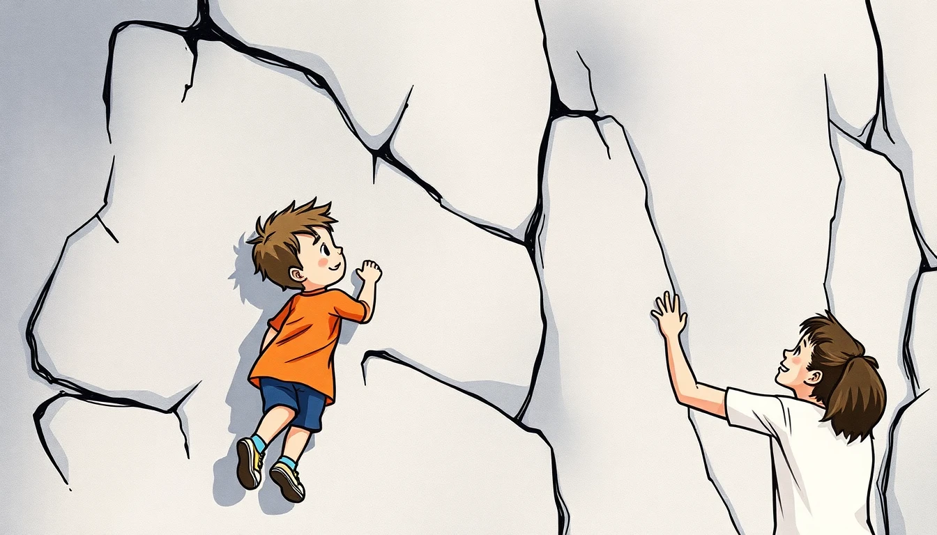 Parent supporting child climbing