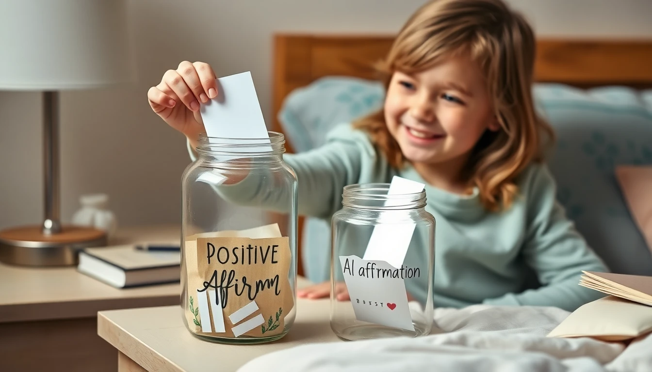 Child using affirmation jar
