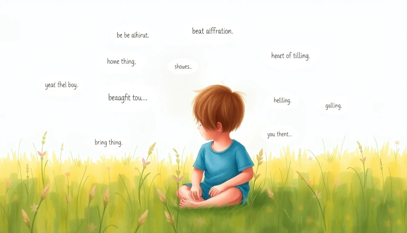 Child surrounded by positive words