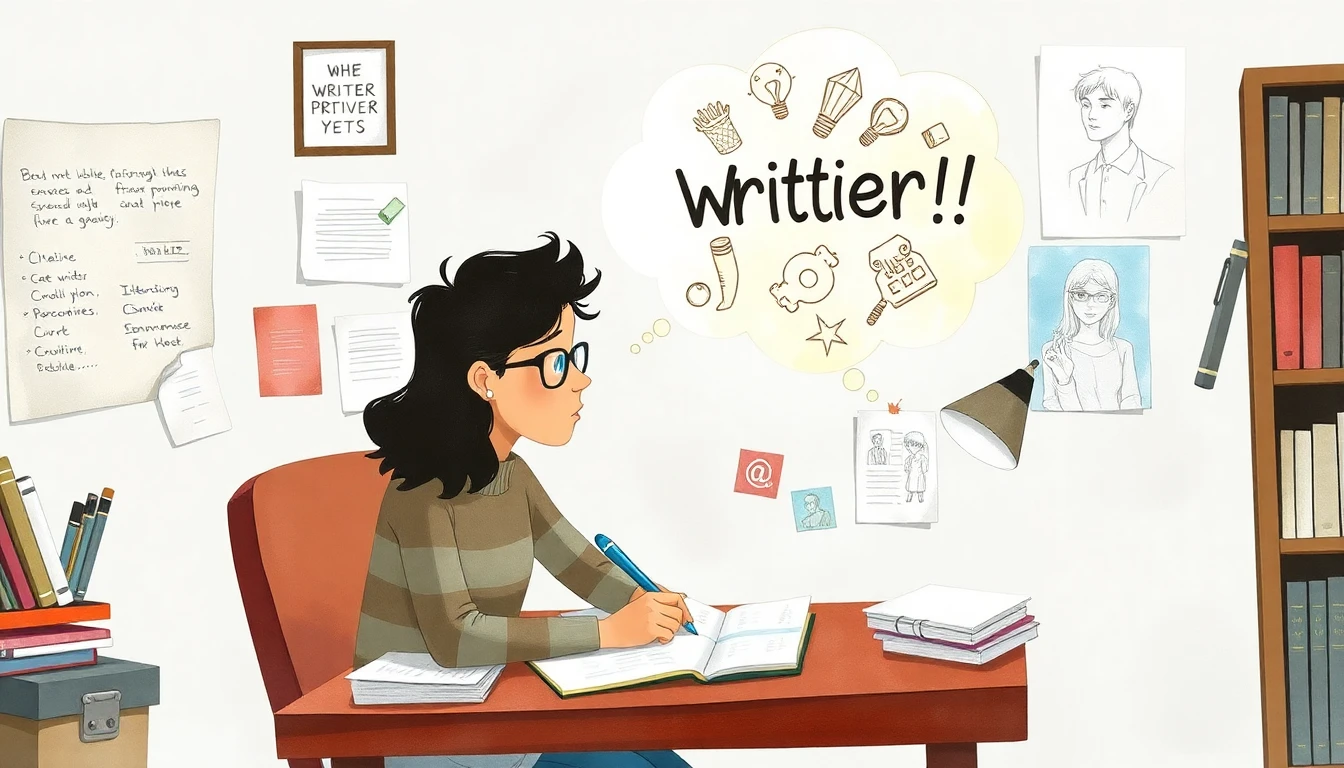 Writer brainstorming story ideas