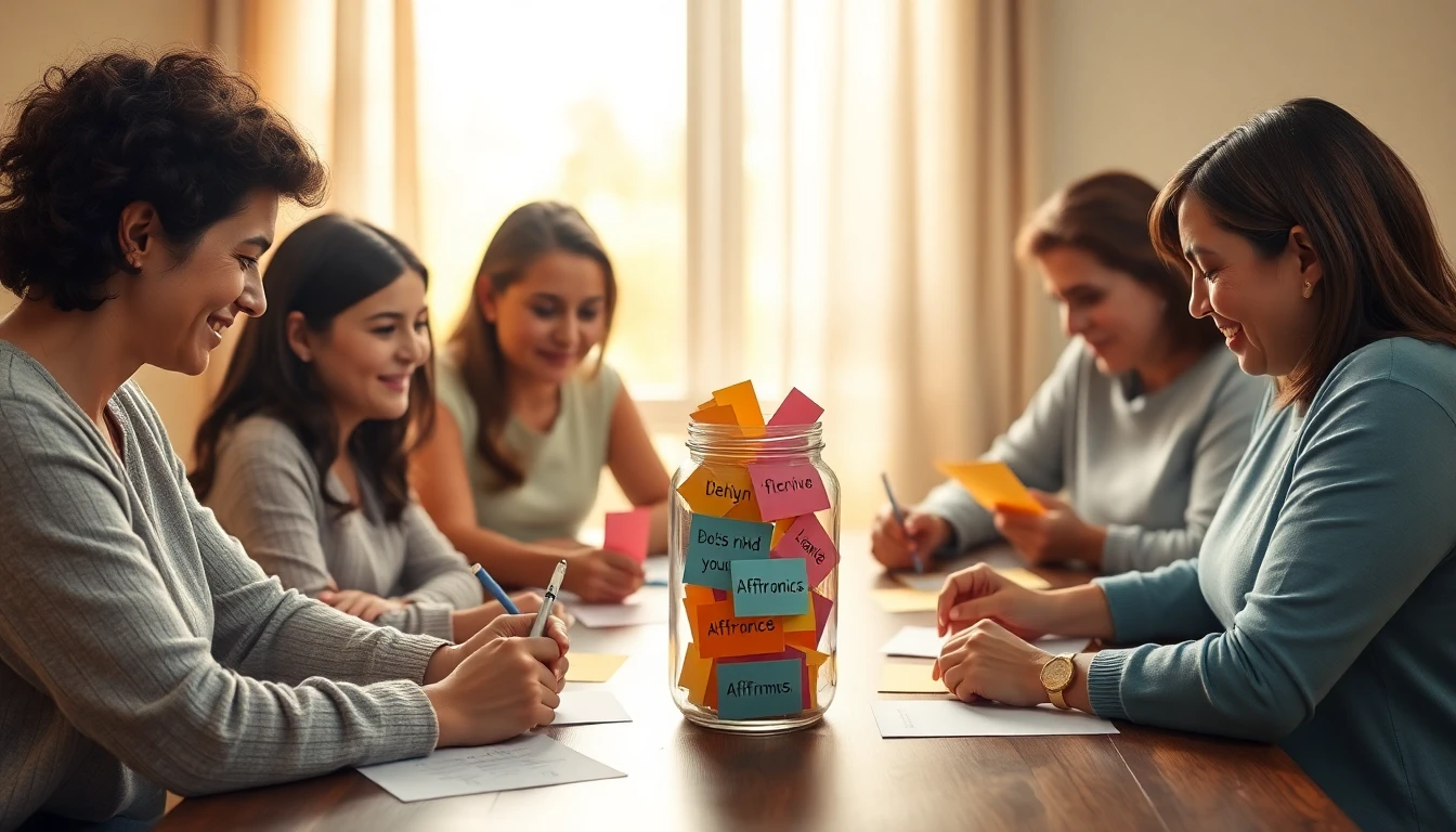 Family writing affirmations together
