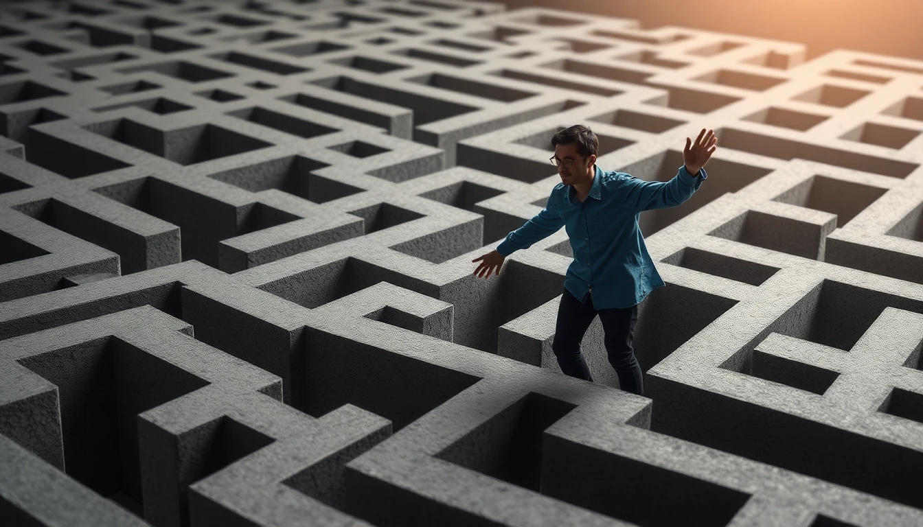 Person navigating a maze, symbolizing problem-solving