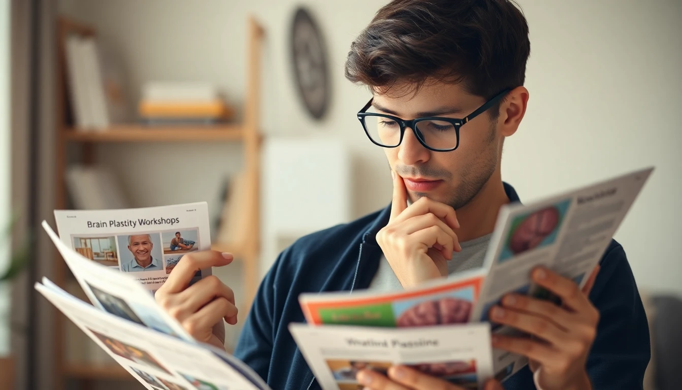 Person reviewing workshop options