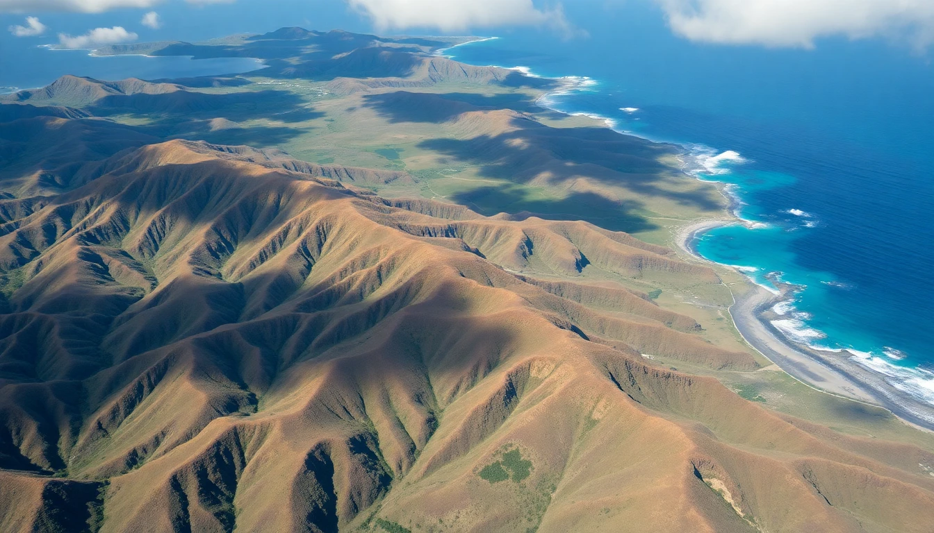 Aerial survey view of Hawaii showing boundary markers