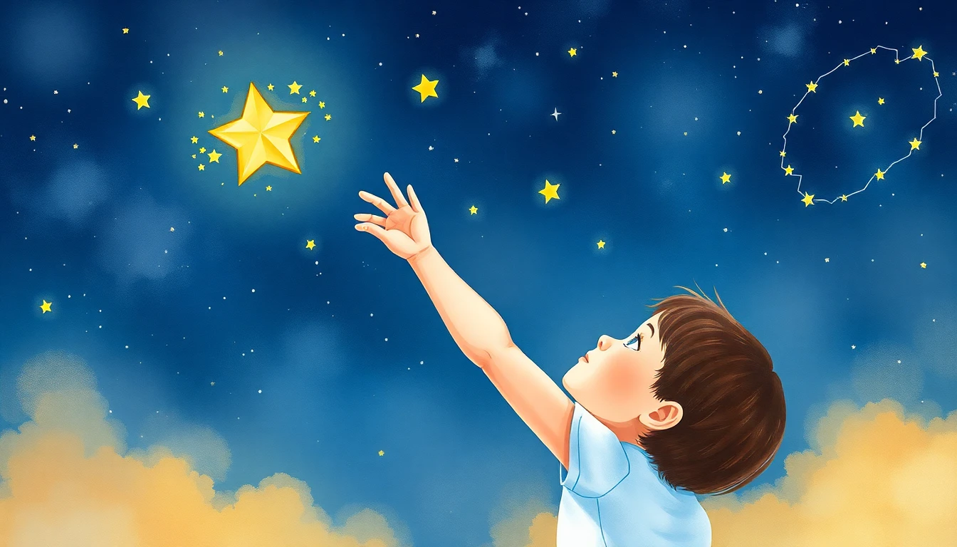 Child reaching for a star, symbolizing goal achievement
