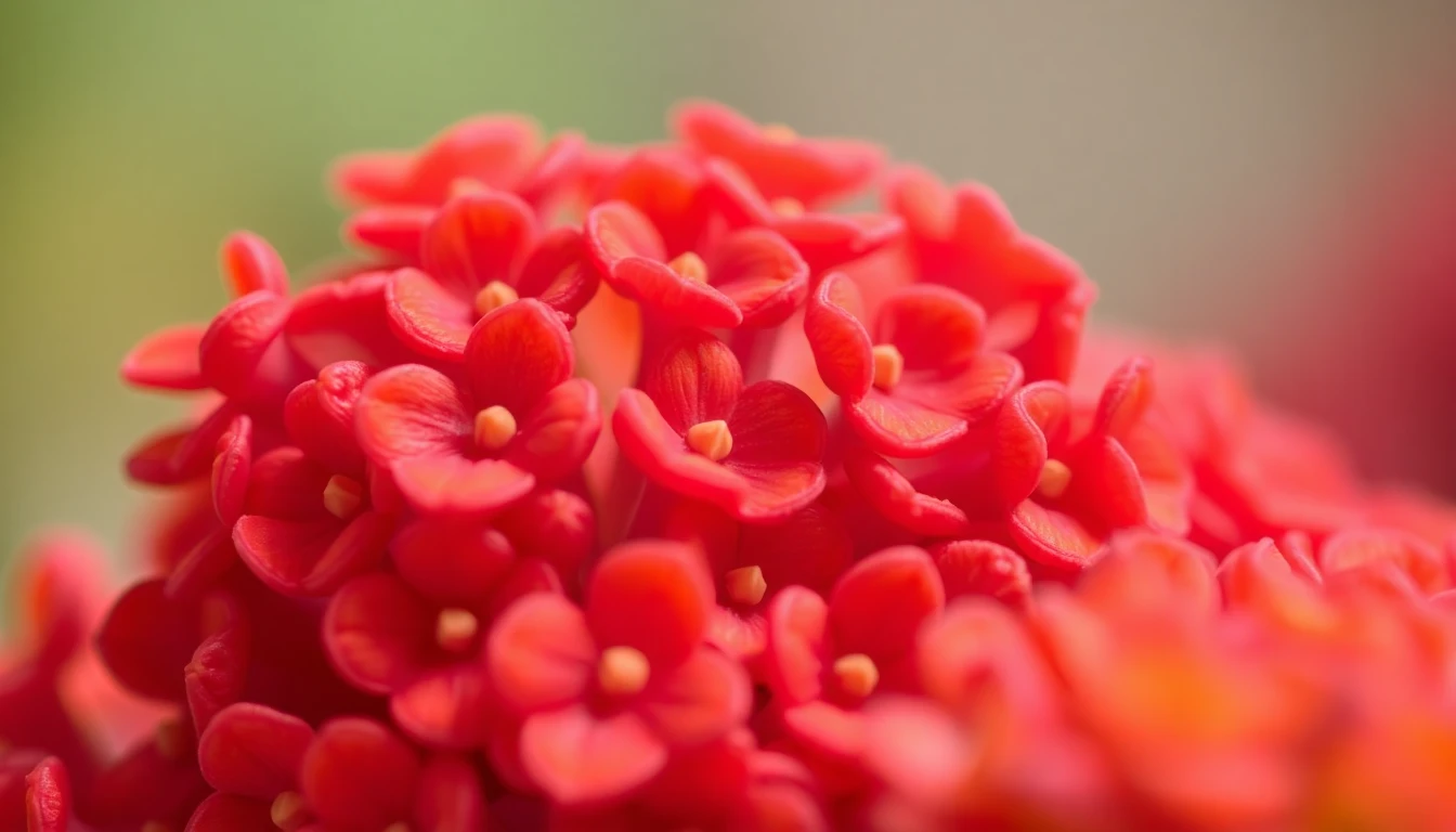 Macro photograph of a cluster of vibrant red-orange