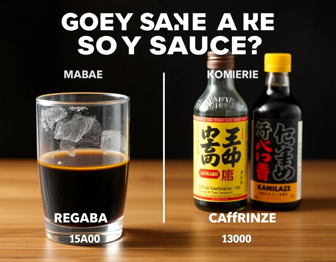 A graphic comparing the levels of GABA in regular soy sauce versus Kamikaze, highlighting the caffeine content difference.