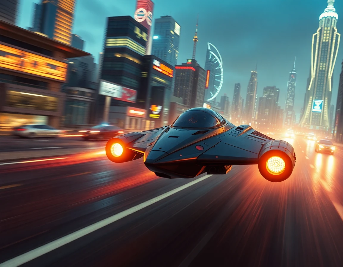 A still from the film's trailer, showing a spaceship engaged in a high-speed chase through a futuristic cityscape. The image conveys the action and excitement of the film, attracting viewers to watch.