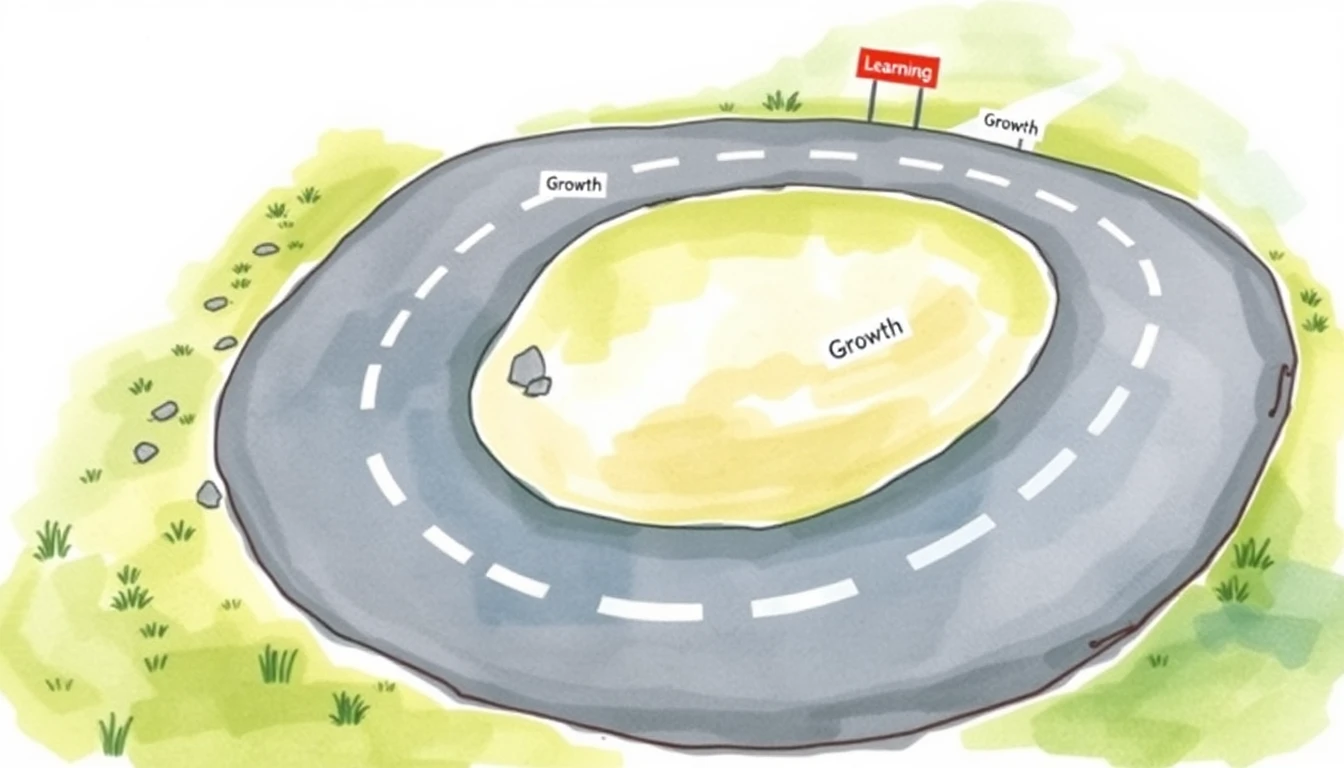 Winding road with obstacles