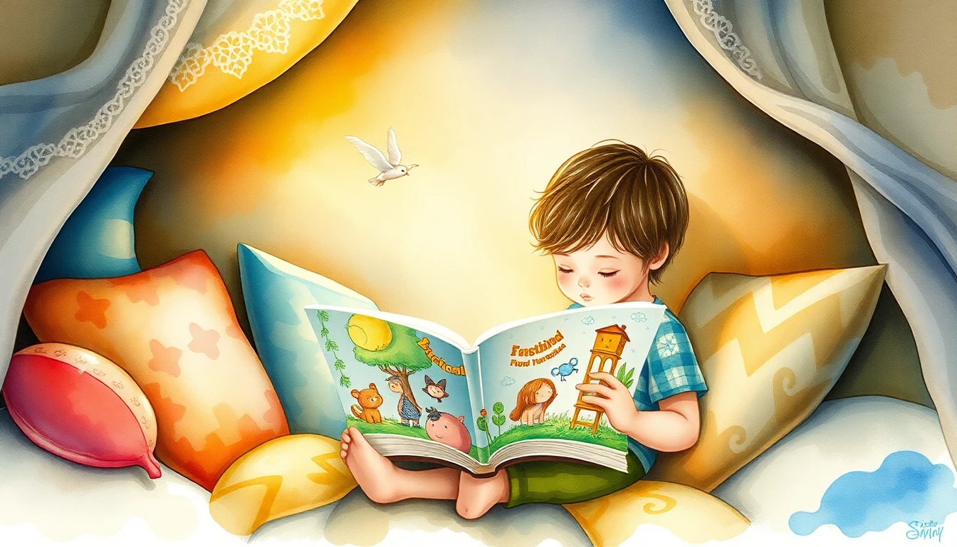 Child reading in a cozy nook