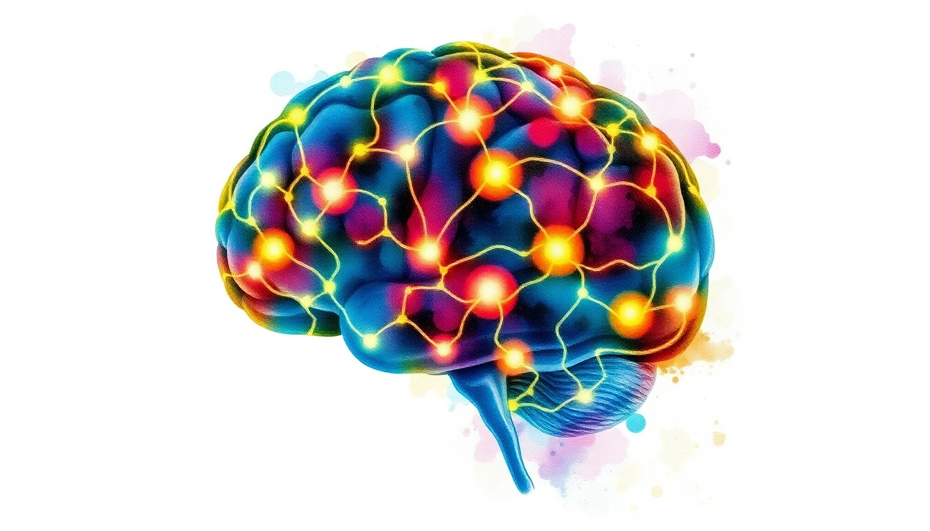 Brain with glowing pathways