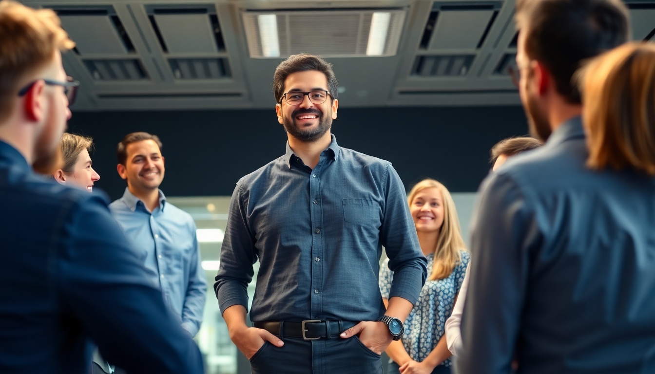 Leader modeling calm and clarity in front of a team