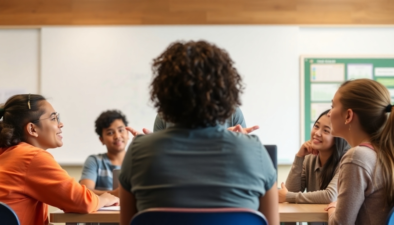 Teacher leading a reflective discussion to encourage open communication