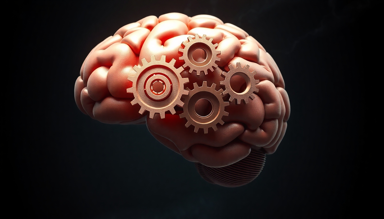 Illustration of a brain with gears indicating growth and learning